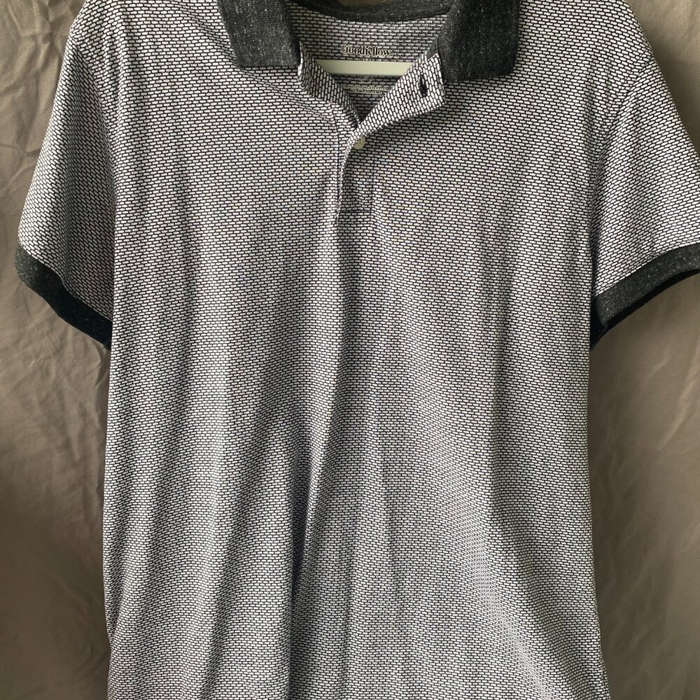 Goodfellow Men's Black and White Polo, Size XL